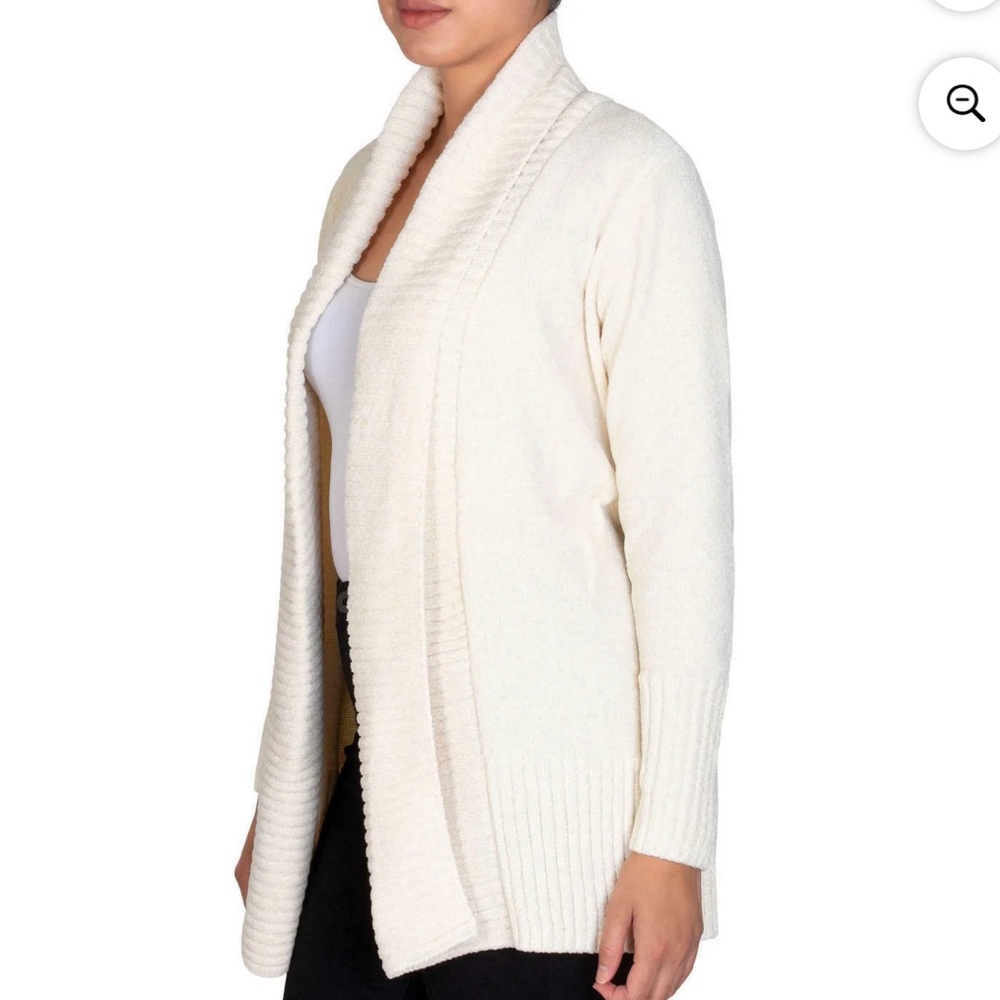 NWT $69 Seven7 Super Soft Cozy Chenille Cardigan Sweater Antique White size Med - Picture 13 of 16